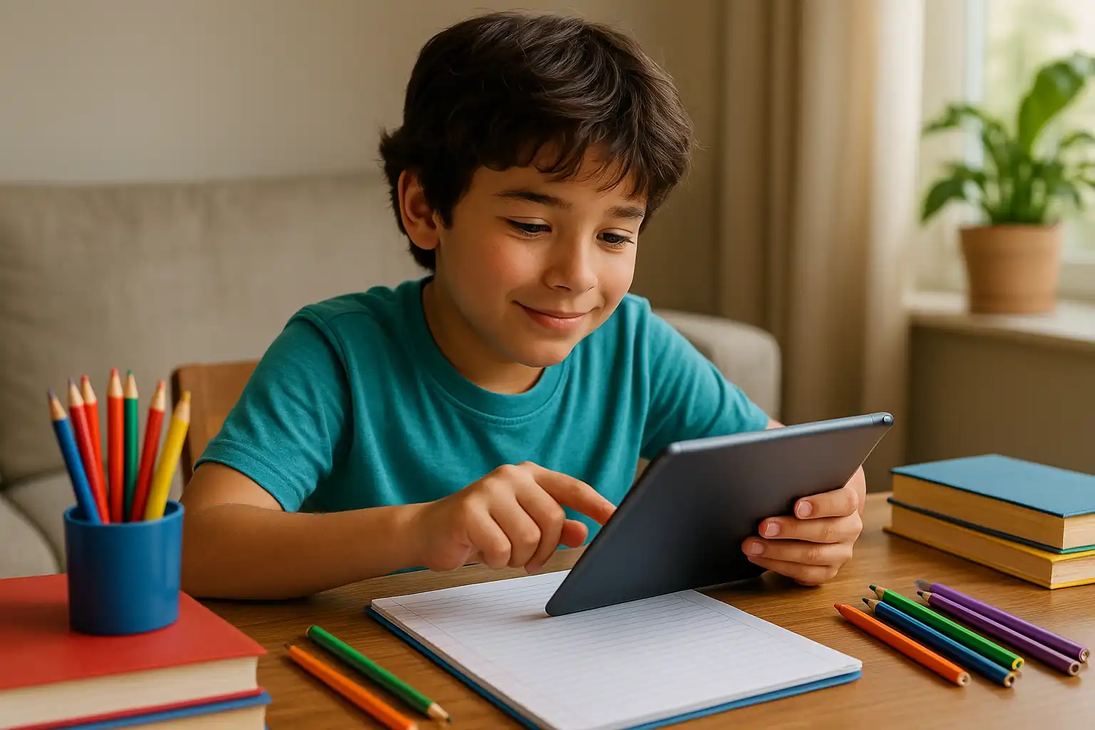 Kids collaborating on a project